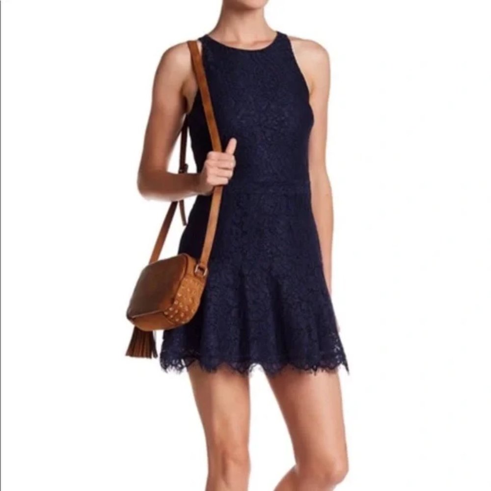Joie Adisa Navy Mini Lace Dress 4